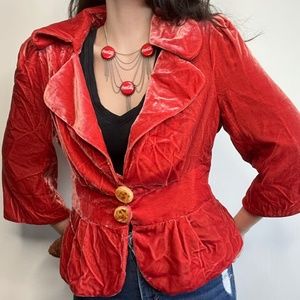 Elevenses Orange Velvet Blazer